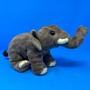 Fiesta Elephant Plush Small Gray Trunk Tusks Realistic Safari Stuffed Animal Toy
